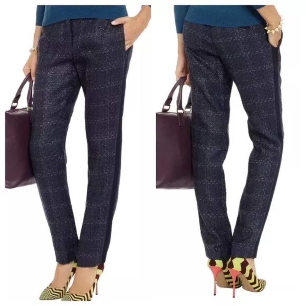 🎀TORY BURCH wool 2 drew tweed pants trousers slacks blue